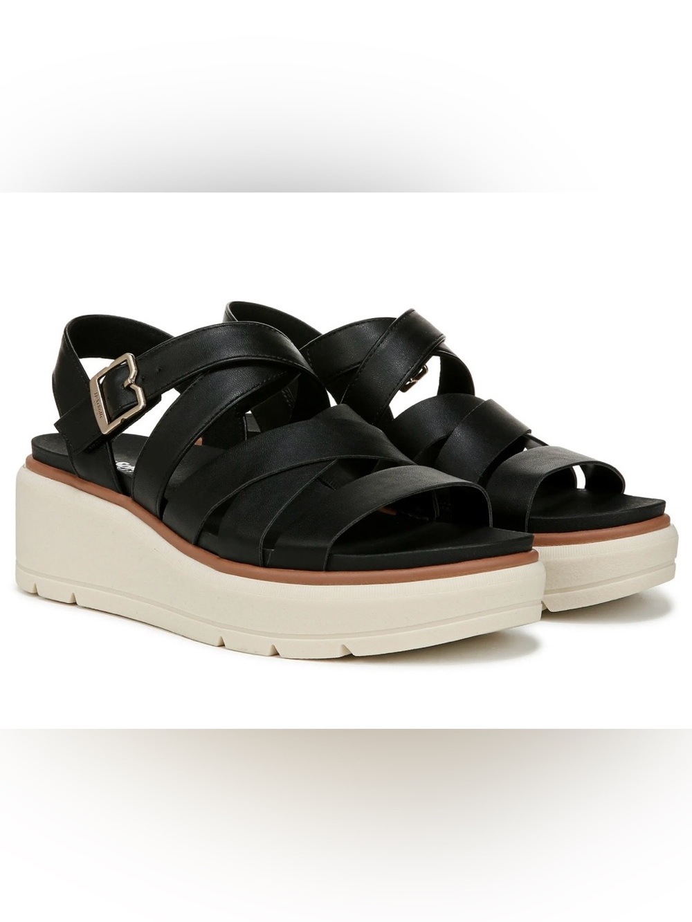 Dr. Scholl's Black Nice Day Max Sun Strappy Platform Sandals - Picture 2 of 6